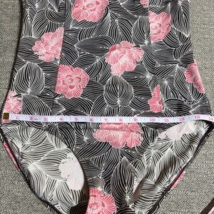 L.L. Bean Brown leaves and Pink Floral-One-Piece